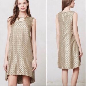 🥂 Erin Fetherston Metallic Gold Circle Sleeveless High-Low Cocktail Dress – Sz 6